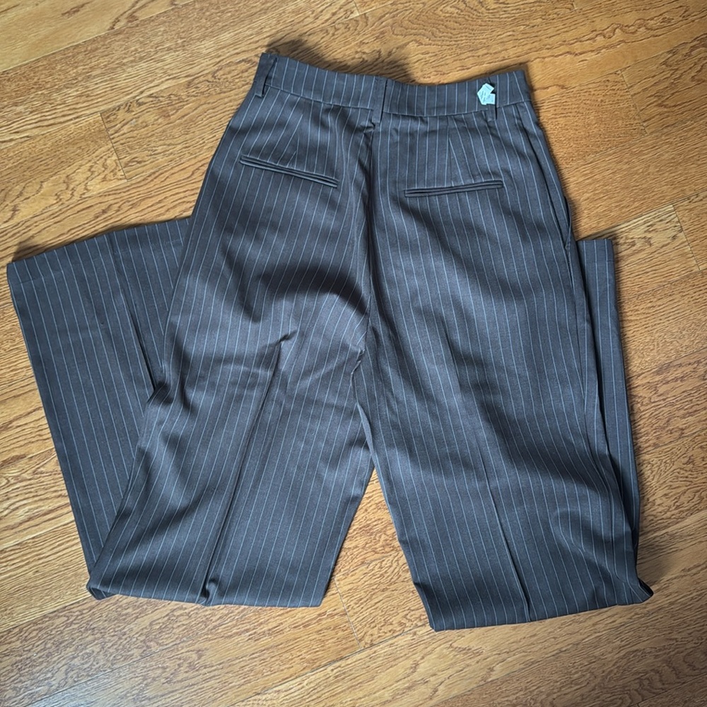 Reformation Brown Pinstripe Trousers - Picture 9 of 9